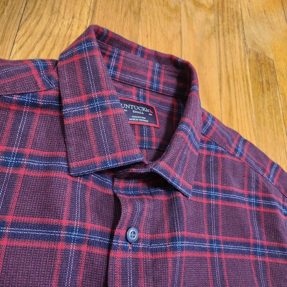 Untuckit‎ 100% Cotton Flannel Plaid Button Down Shirt